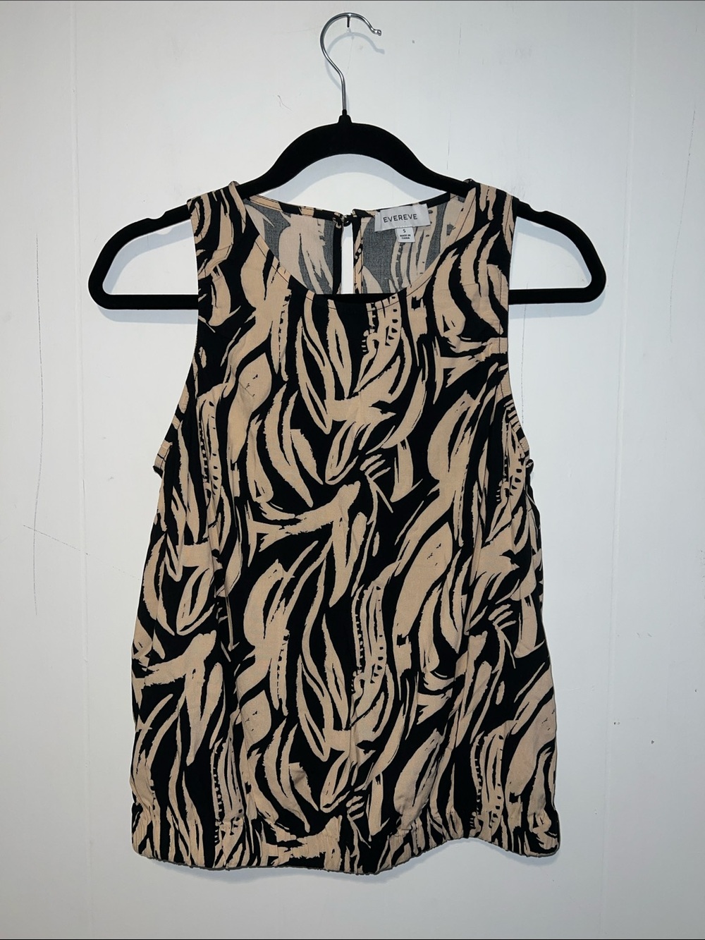 Evereve Black & Beige Abstract Print Sleeveless Camisole Size S 0907267